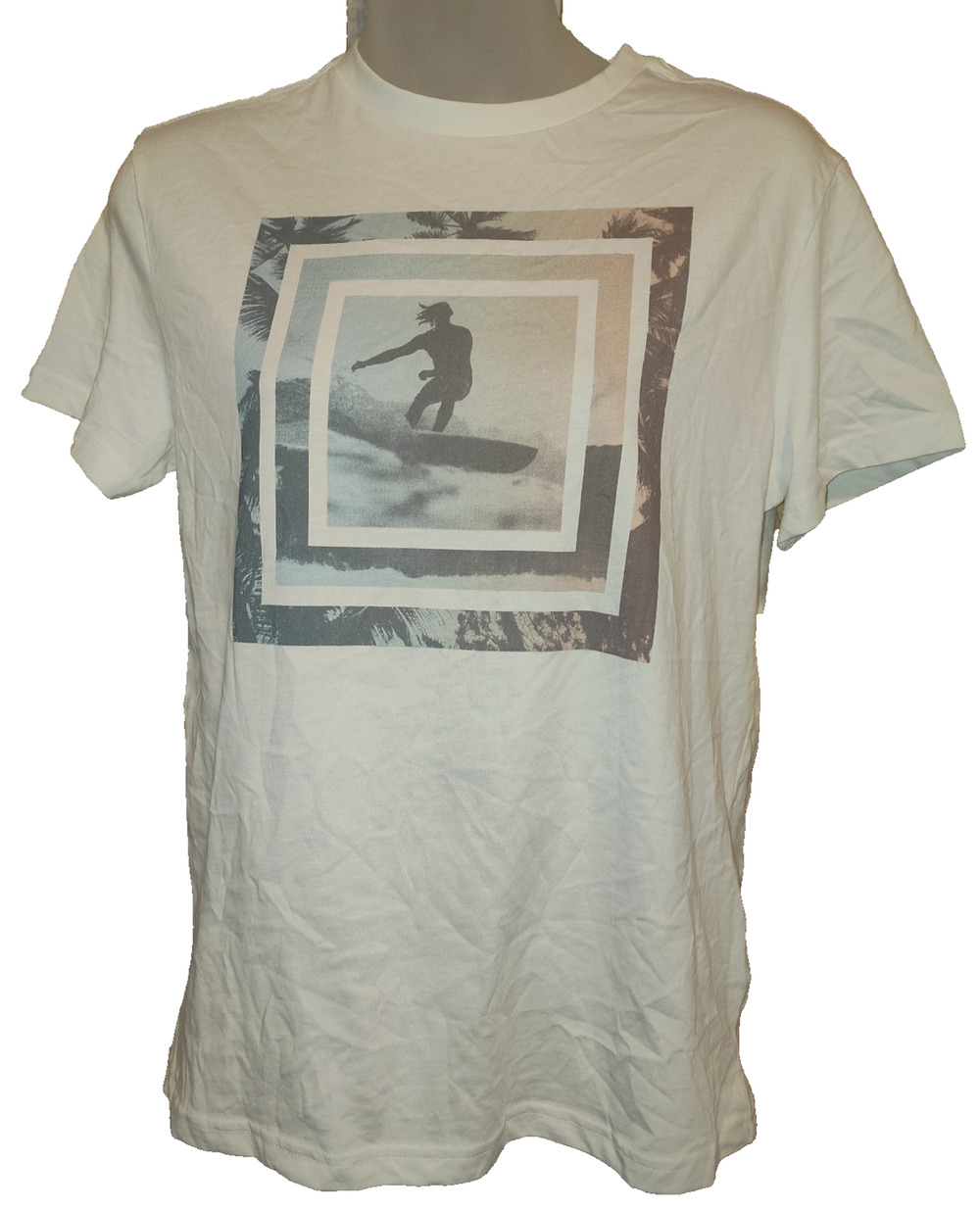 Bixby NOMAD Men’s White Graphic Surfer Style T Shirt Size L (12–14) BG25